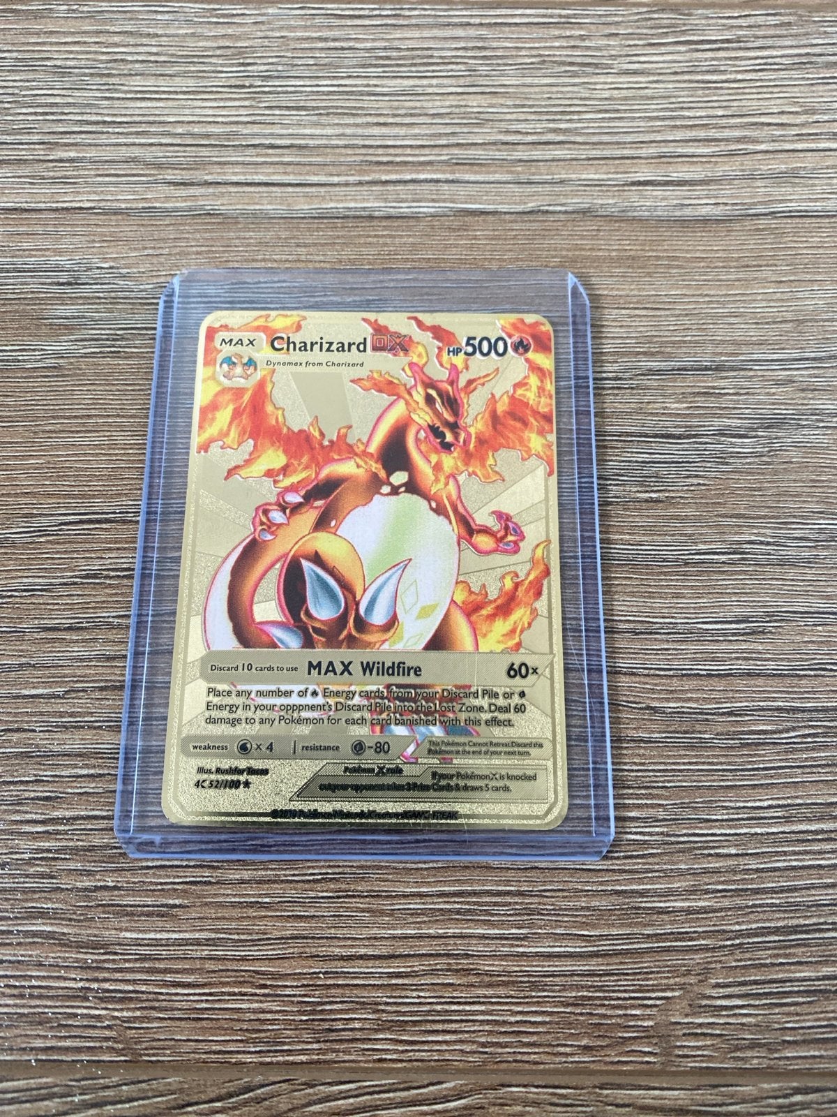 Zeldzame Gouden Charizard Pokémon Kaart - OX Charizard, Ophalen of Verzenden, Zo goed als nieuw, Losse kaart, Foil