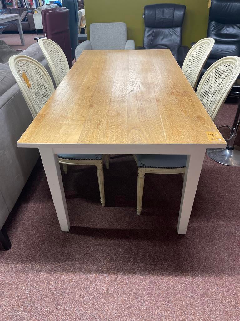 Eettafel wit / hout 190 x 90, Huis en Inrichting, Tafels | Eettafels, Ophalen, Gebruikt, 100 tot 150 cm, 50 tot 100 cm