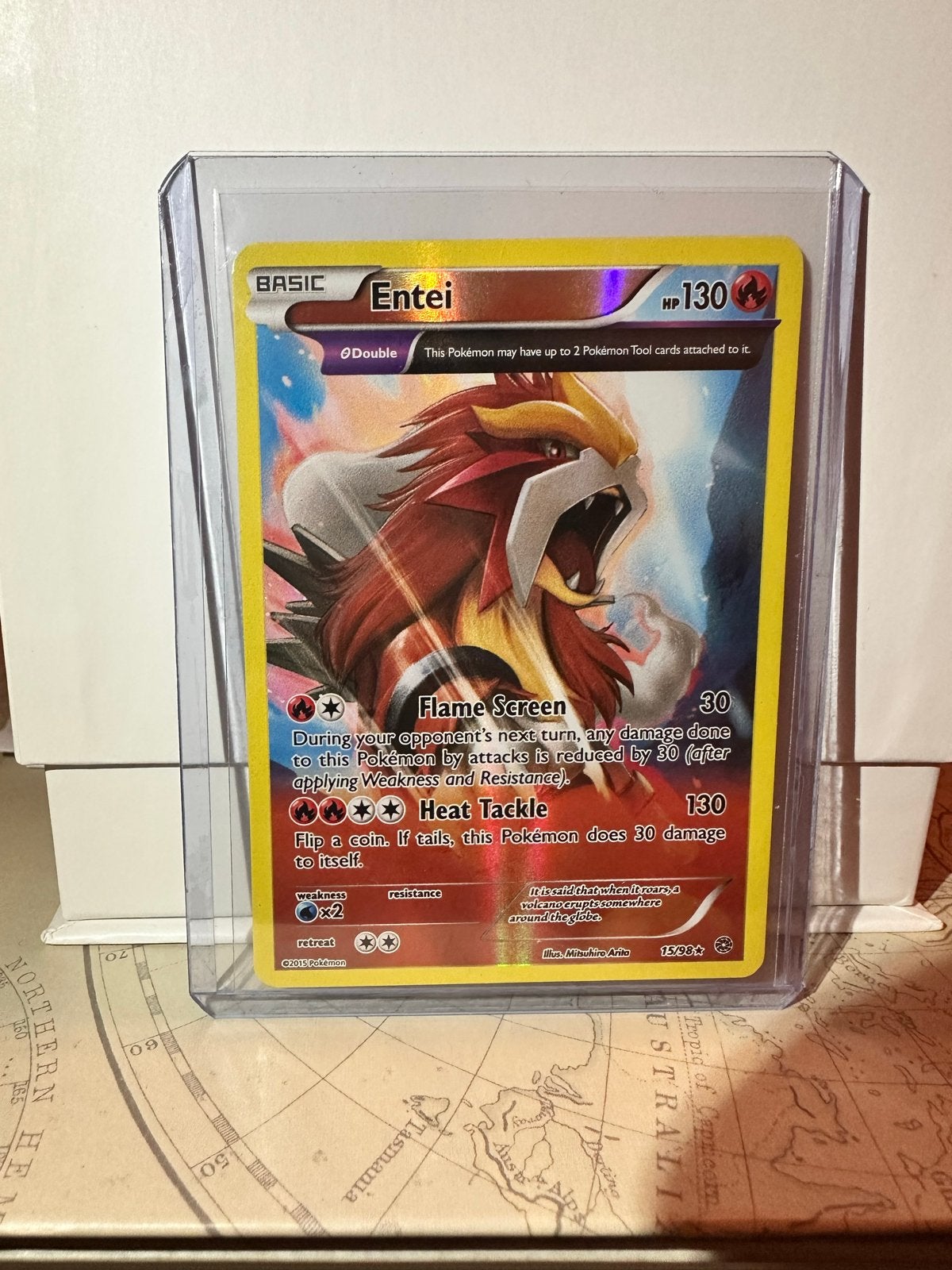 Entei Pokémon Kaart XY Black Star Promo XY88 Foil, Ophalen of Verzenden, Zo goed als nieuw, Losse kaart, Foil