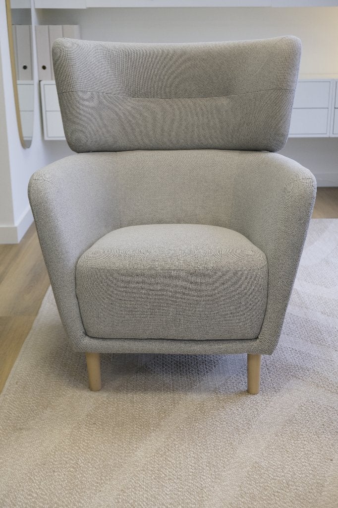 IKEA OSKARSHAMN oorfauteuil Tibbleby beige/grijs, Hout, Gebruikt, Eenpersoons, 75 tot 100 cm