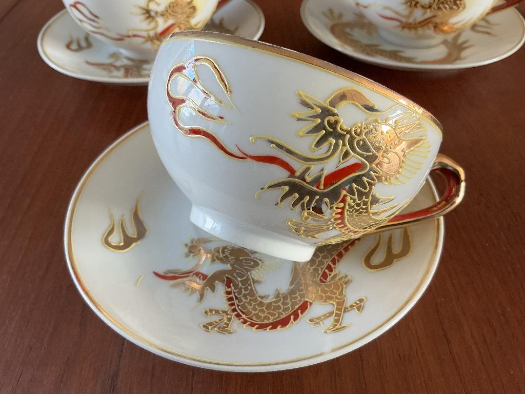 Japans draken theeservies (zie lithopaan Geisha), Ophalen of Verzenden
