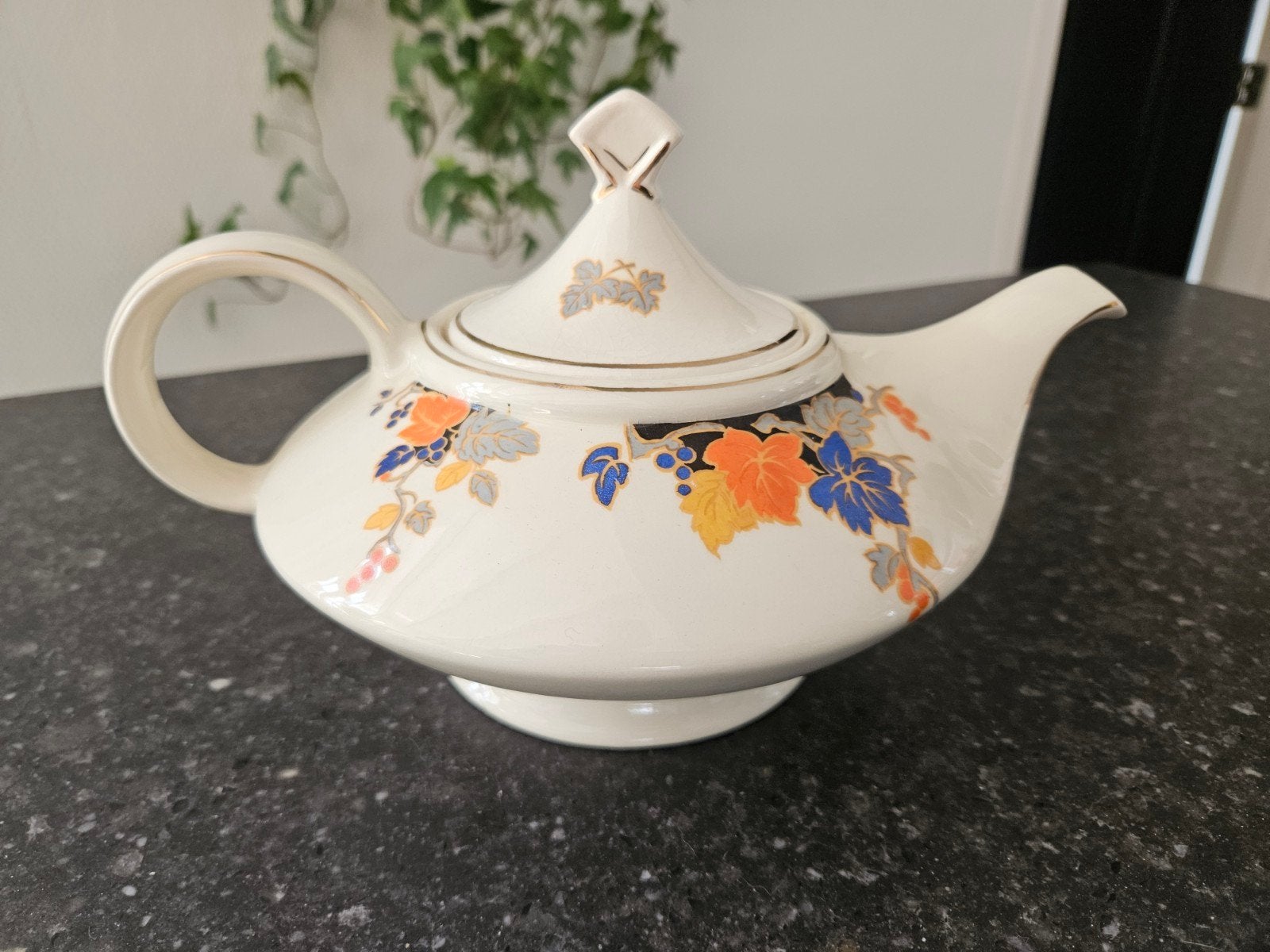 Art Deco Koffie-/Teekan Mosa Maastricht 'Druiveblad', Ophalen of Verzenden
