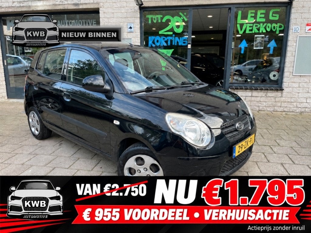 Kia Picanto 1.0 X-tra 5Drs Airco Beurt Nieuwe apk (bj 2008), Auto's, 4 cilinders, Elektrische ramen, 400 kg, Zwart