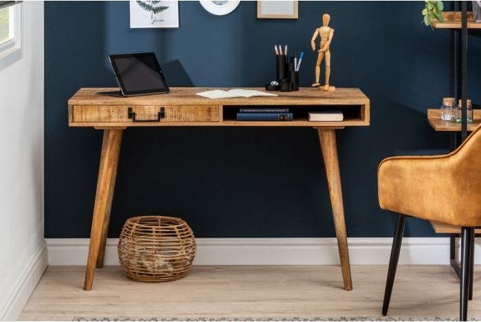 Bureau Retro 120cm Massief Mango Hout, Ophalen, Overige typen, 120 cm, 50 cm