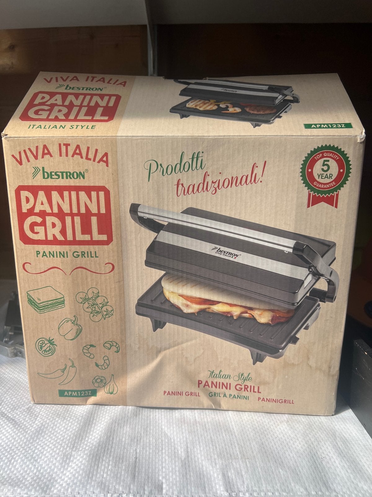 Bestron Panini Grill Viva Italia APM123Z - Nieuw in verpakki, Ophalen, Nieuw