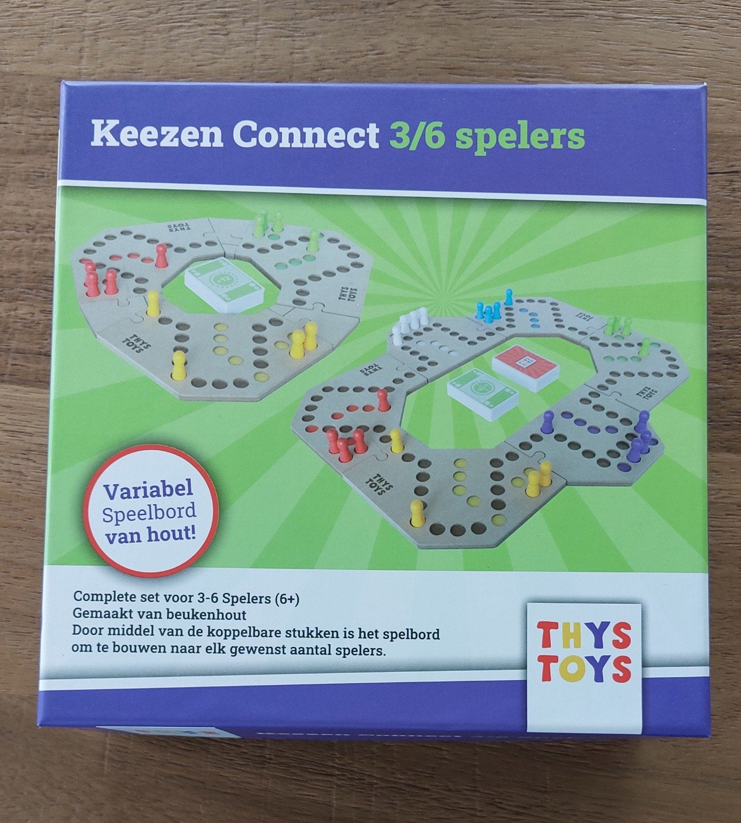 Tokken en Keezenspel Connect - Houten Bordspel 3-6 spelers, Hobby en Vrije tijd, Vijf spelers of meer, Ophalen of Verzenden, Nieuw