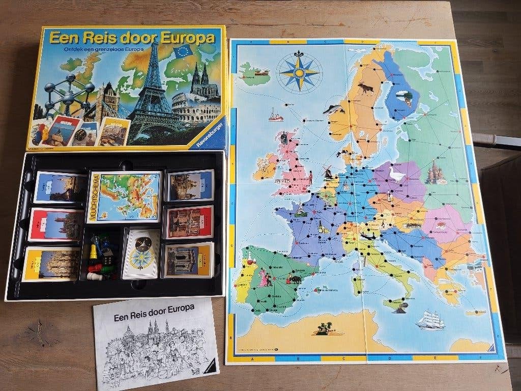 spel Een reis door Europa, Hobby en Vrije tijd, Gezelschapsspellen | Bordspellen, Vijf spelers of meer, Ophalen of Verzenden, Zo goed als nieuw
