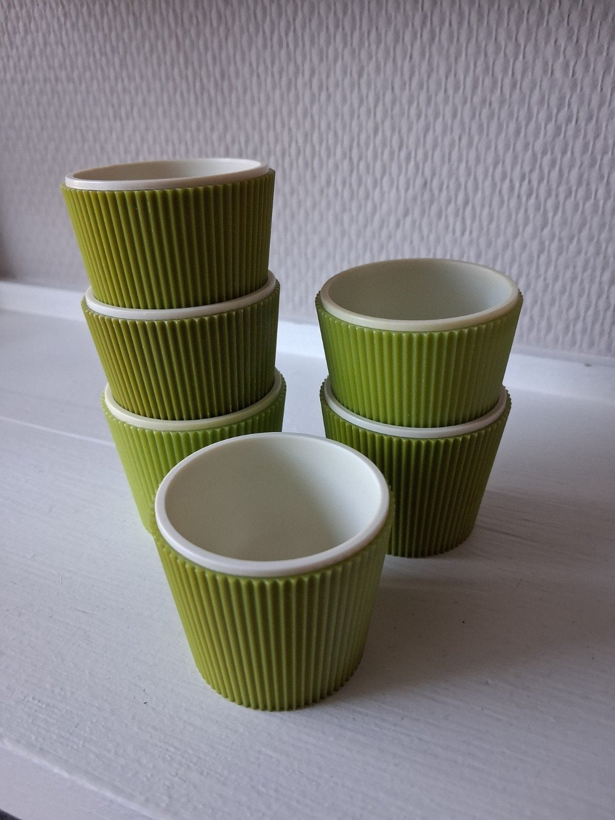 6 vintage mosgroene Turkstra eierdopjes, Verzamelen, Retro, Ophalen of Verzenden, Huis en Inrichting