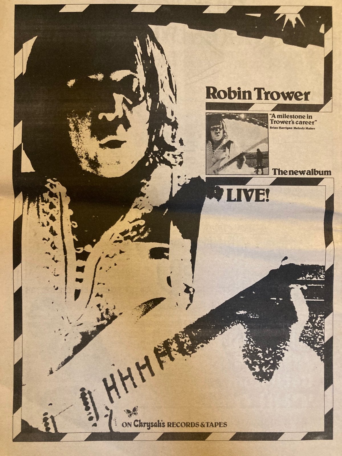 ROBIN TROWER A3 advertentie Live release, Cd's en Dvd's, Ophalen of Verzenden, Gebruikt