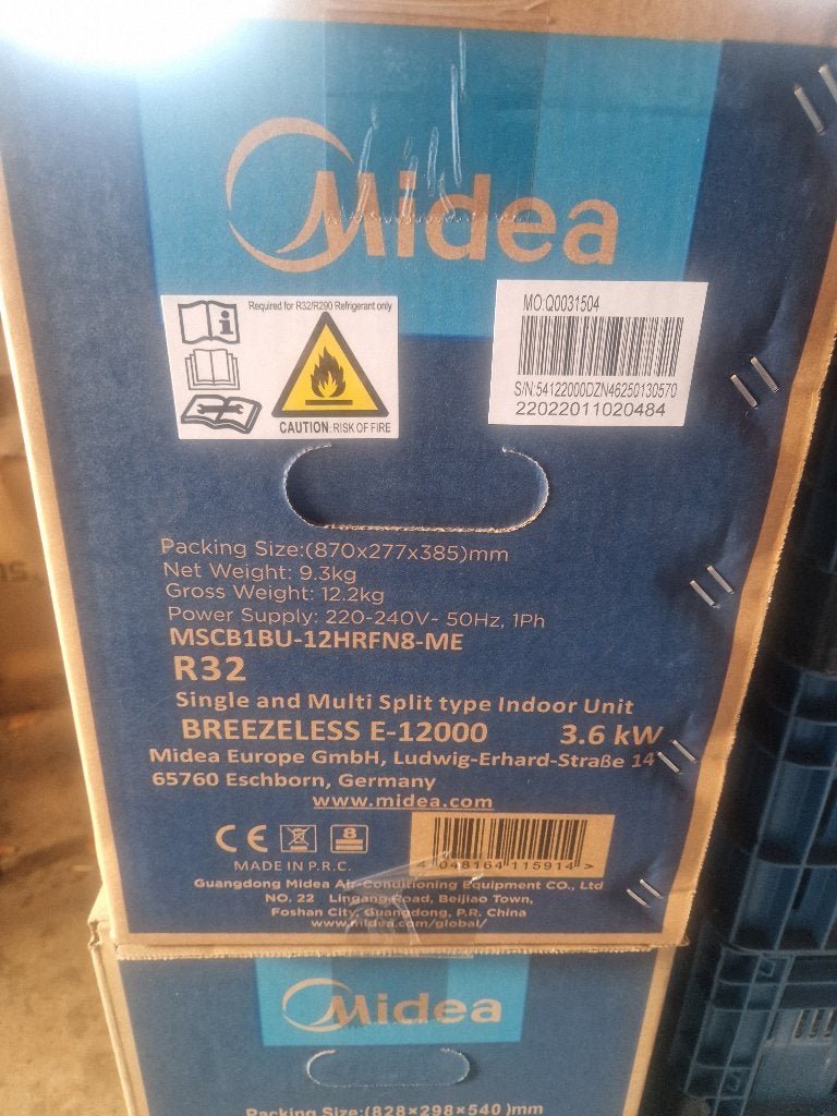 Midea Breezeless E 3,5Kw, Witgoed en Apparatuur, Koelen en Ontvochtigen, Minder dan 60 m³, Timer, Nieuw