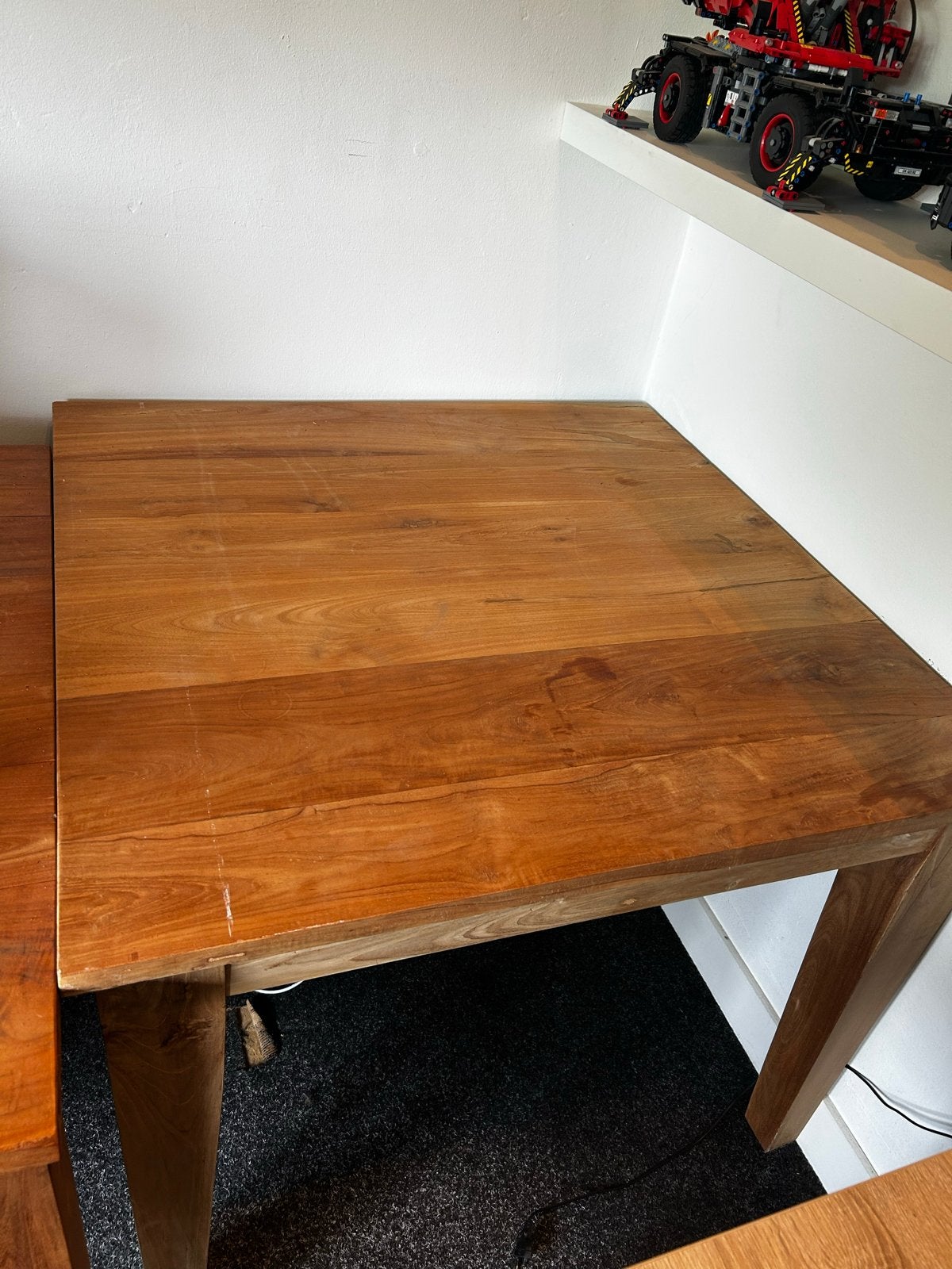 Massief houten eettafel, Ophalen, Gebruikt, 50 tot 100 cm, 50 tot 100 cm