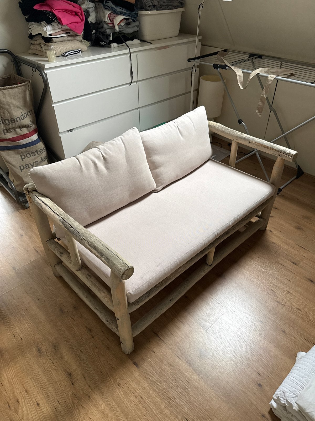 Ibiza bankje van 132cm breed - opknapper voor de handige klu, Ophalen, Gebruikt, Tweepersoons, 75 tot 100 cm