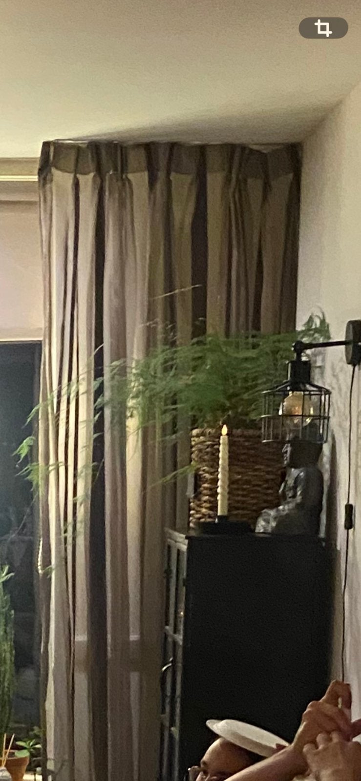 2 gordijnen, Gebruikt, Bruin, 105 cm, Lichtdoorlatend