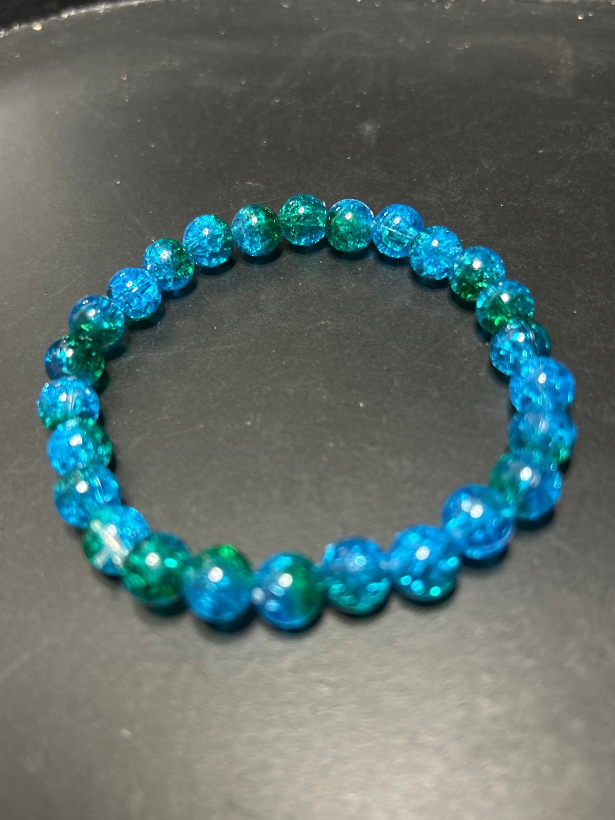 Blauwgroene kralenarmband, Sieraden, Tassen en Uiterlijk, Verzenden, Zo goed als nieuw, Blauw, Overige materialen