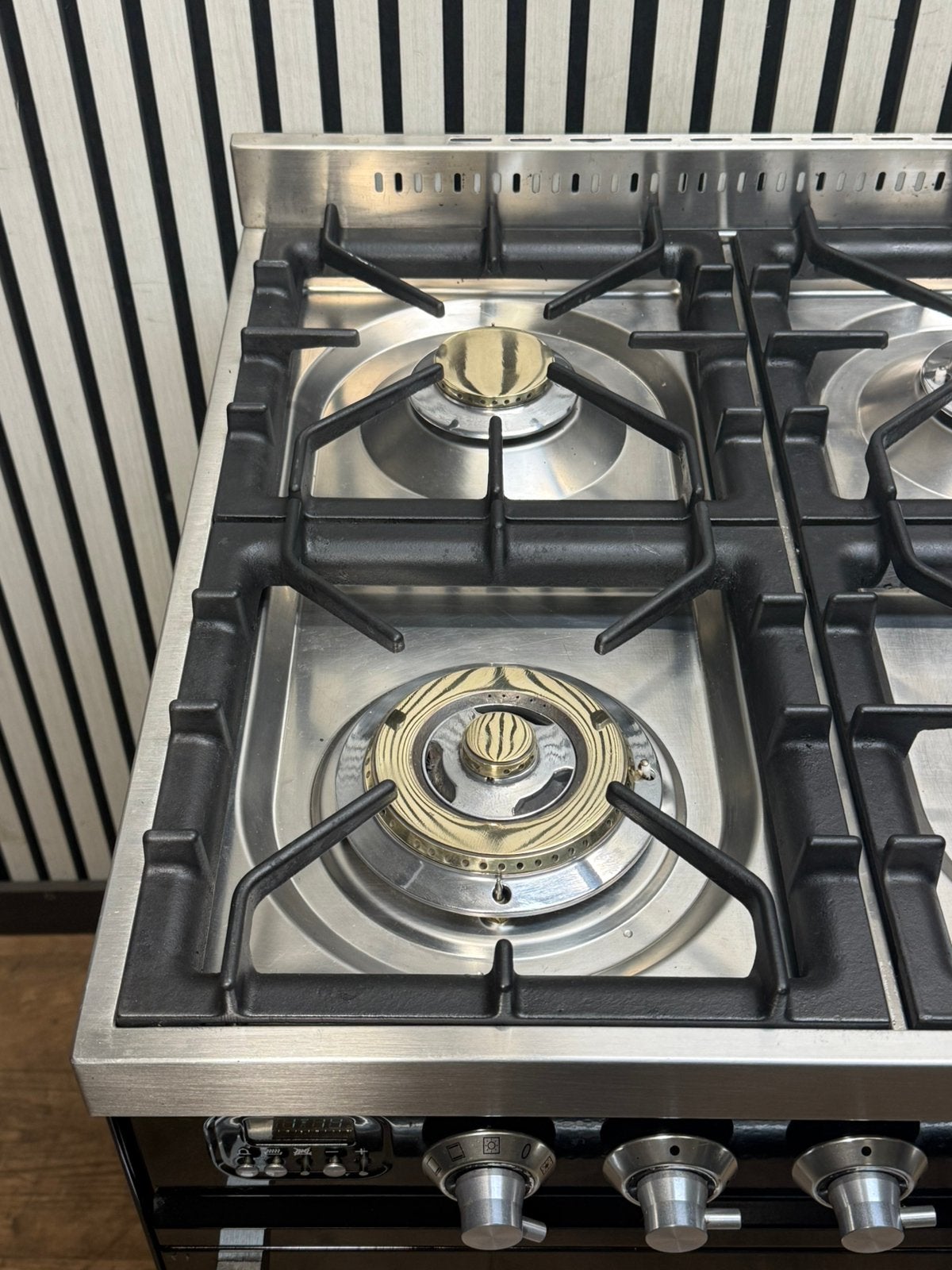 Luxe Boretti Fornuis zwart hoogglans 6 pits Incl. Afzuigkap, Fornello Esperta, Ophalen of Verzenden, Zo goed als nieuw, Energieklasse A of zuiniger