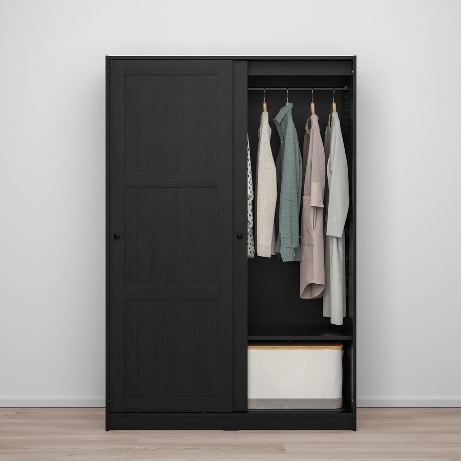 IKEA Rakkestad Schuifdeurkast Zwartbruin - Zo goed als nieuw, Huis en Inrichting, Kasten | Kledingkasten, Ophalen, Met deur(en)