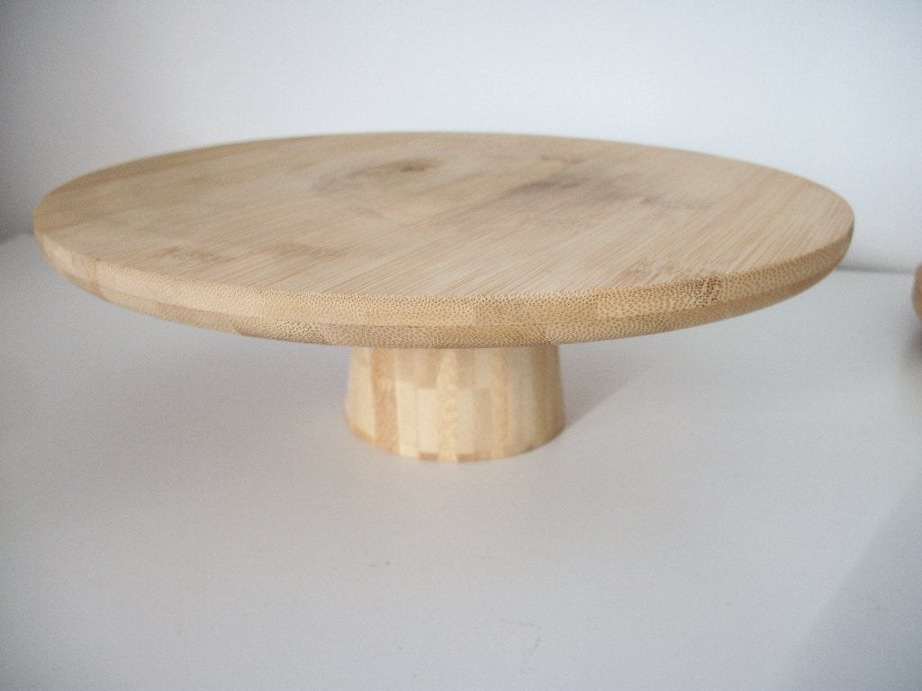Draai Plateau - Bamboe draaiende plank rond 35 cm - zgan, Hout, Geel, Snij-/serveerplank, Ophalen of Verzenden