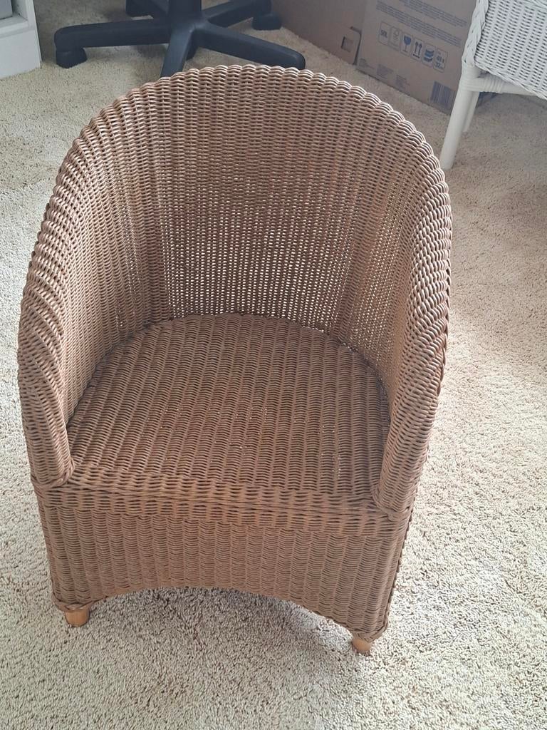 Lloyd Loom rieten stoel - Vintage design fauteuil, Gebruikt, Bruin, Ophalen of Verzenden, Eén