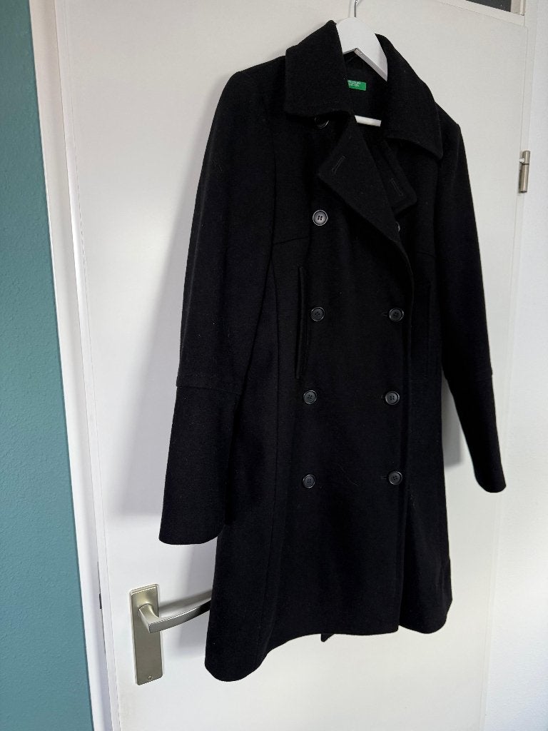 Winterjas Benetton, Kleding | Dames, Jassen | Winter, Benetton, Zwart, Maat 42/44 (L), Ophalen of Verzenden