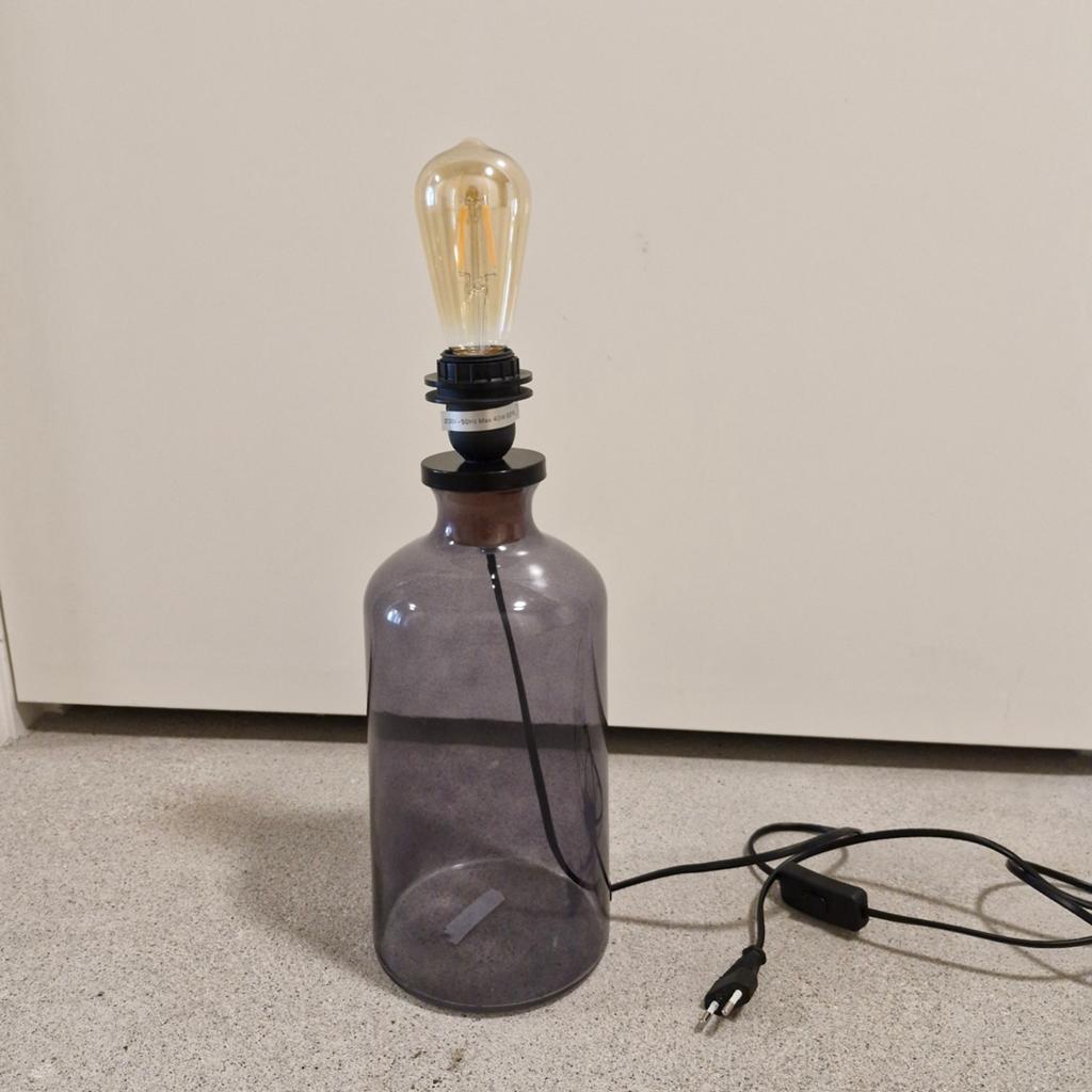 Glazen zwarte tafellamp, Ophalen, Zo goed als nieuw, Minder dan 50 cm