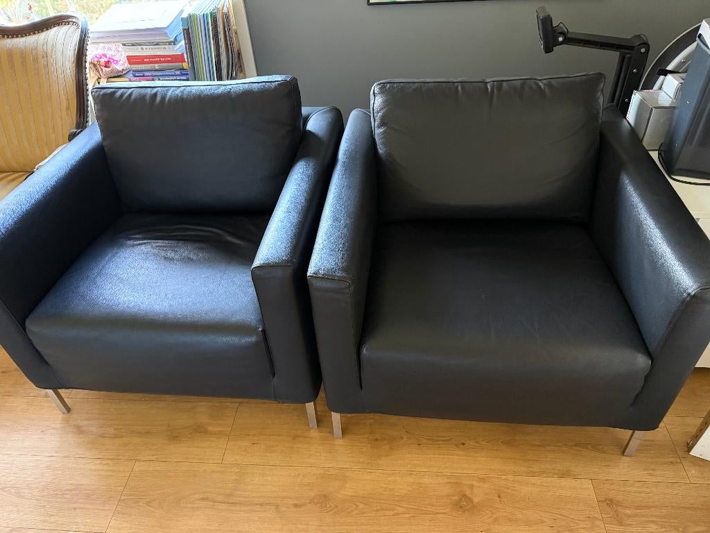 2 Minotti Blake fauteuils, Ophalen, Twee, Zwart, Nieuw