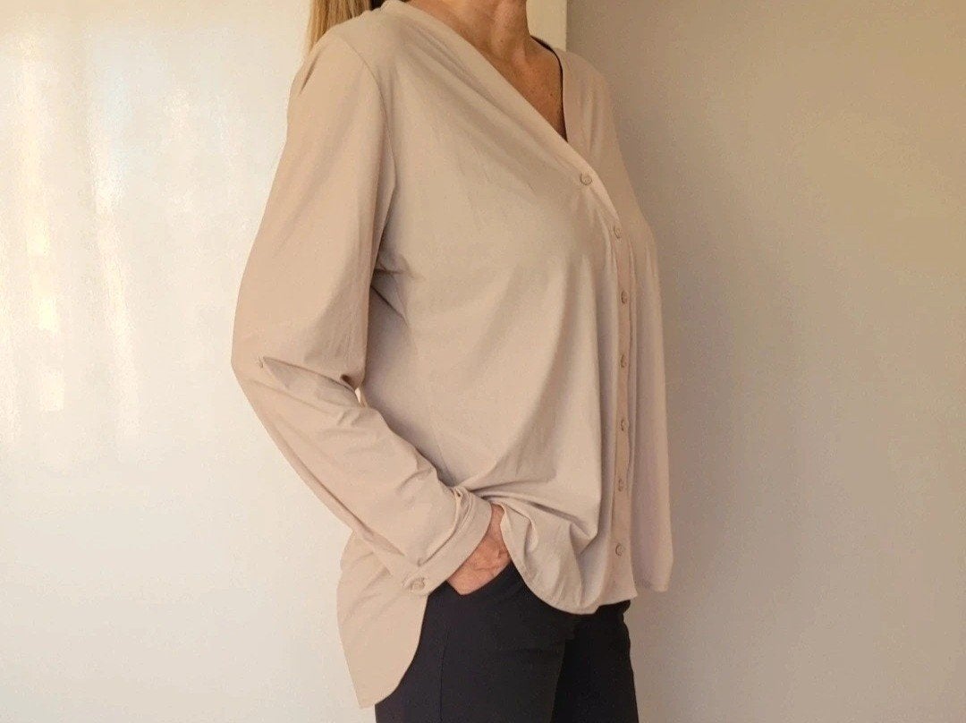 Studio Anneloes Evi blouse XXL Beige Zand Travelstof Top, Studio Anneloes, Verzenden, Beige, Maat 46/48 (XL) of groter