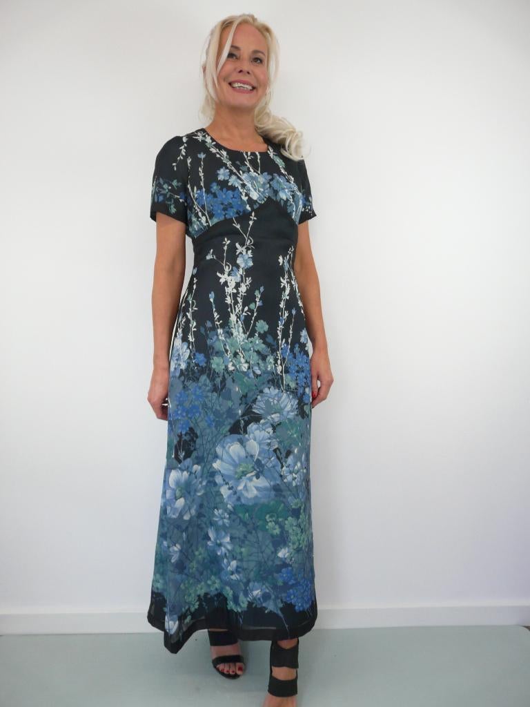 *Abfab Vintage 70's Maxi Jurk 42*, Kleding | Dames, Blauw, Maat 42/44 (L), Ophalen of Verzenden, Zo goed als nieuw