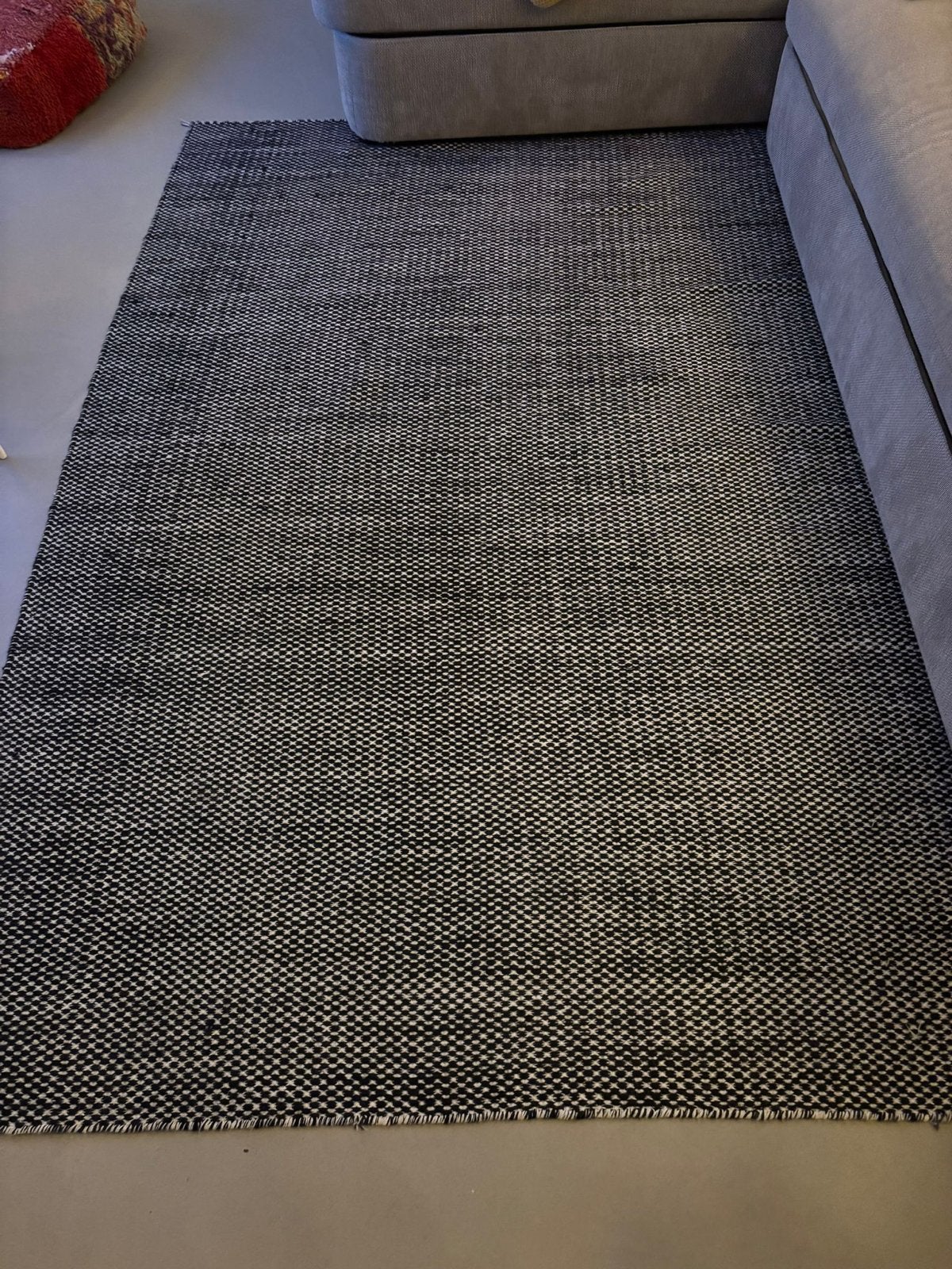 HAY Moiré Kelim vloerkleed 170 x 240 cm, Ophalen, Gebruikt, Zwart, 150 tot 200 cm