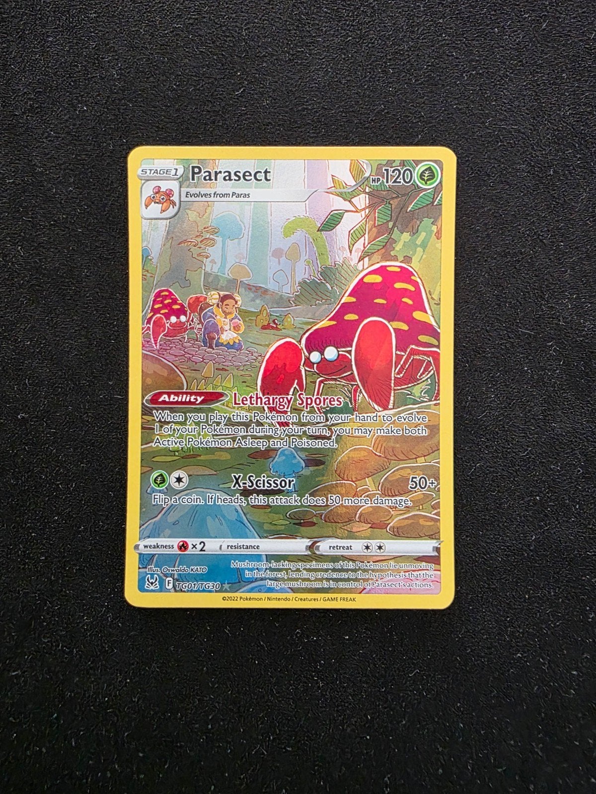 Pokémon Parasect TG01/TG30 Lost Origin Trainer Gallery, Ophalen of Verzenden, Zo goed als nieuw, Losse kaart, Foil