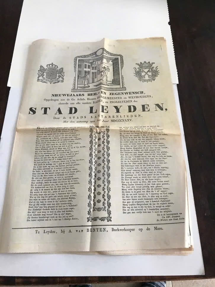 Nieuwjaars Heil-en Zegenwensch 30-12-1976 Stad Leyden, Ophalen of Verzenden, 1960 tot 1980, Knipsel(s)