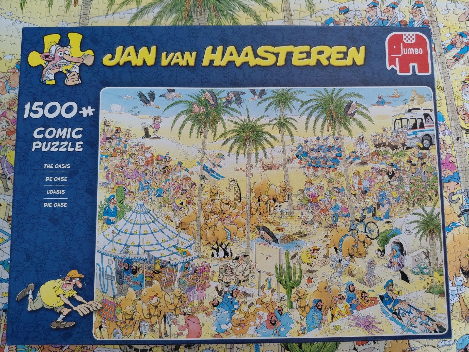 Zeer leuke JvH: De oase, van 1500st, als nieuw!, Hobby en Vrije tijd, Denksport en Puzzels, Ophalen of Verzenden, 500 t/m 1500 stukjes