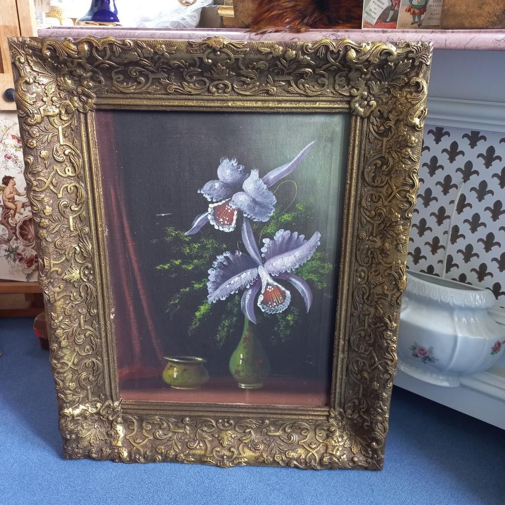 Brocant schilderij - Orchidee, Ophalen