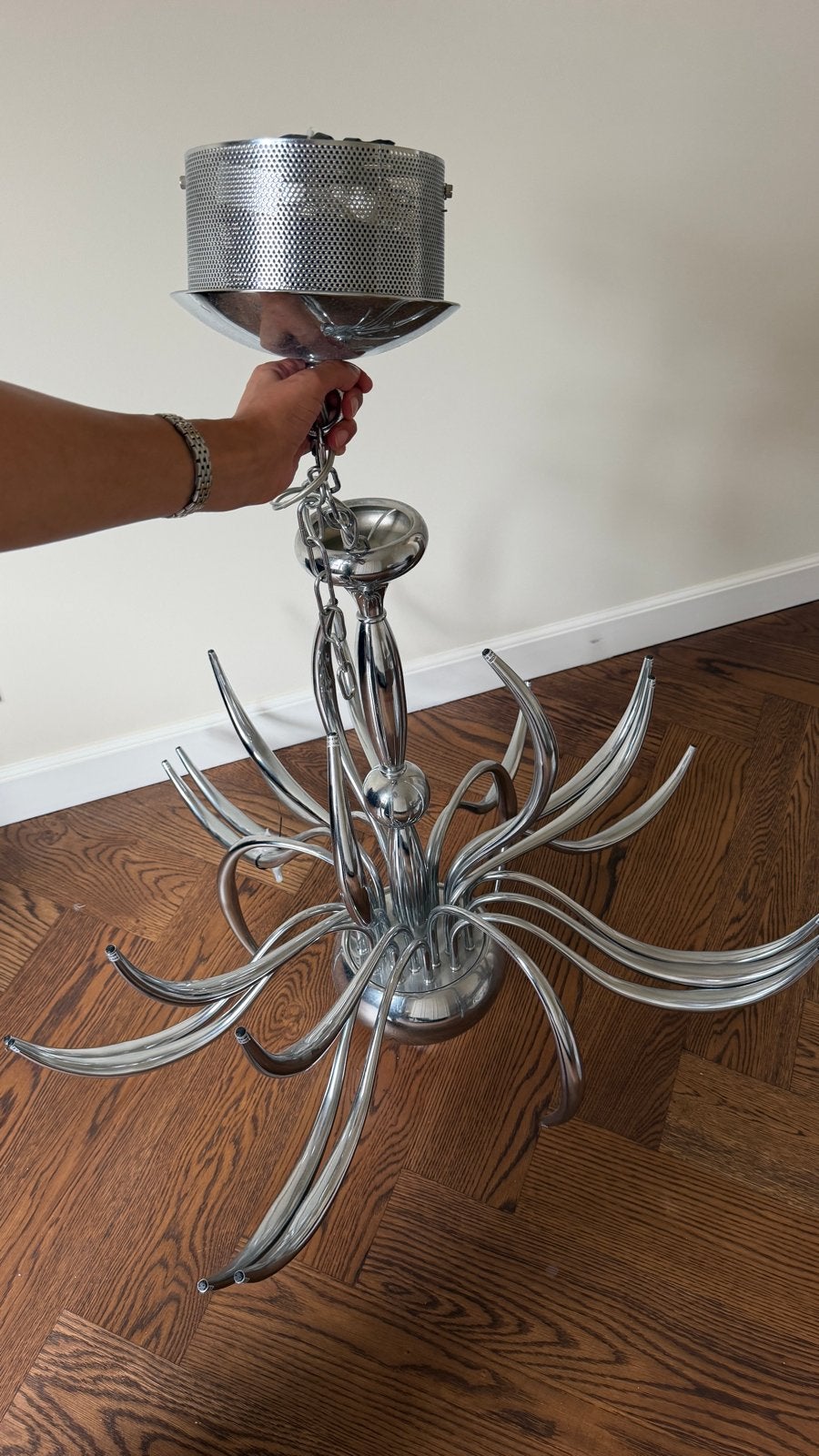 Moderne Plafondlamp Chroom - Stijlvol Design, Huis en Inrichting, Ophalen, Zo goed als nieuw, Metaal, Overige fittingen