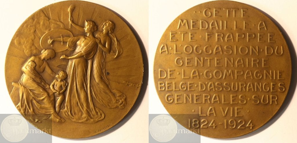 België - Historiepenning 1924 'jubileum Compagnie', Ophalen of Verzenden, Brons, Buitenland