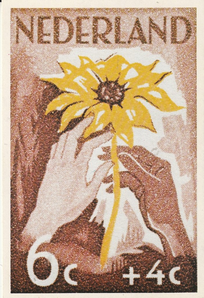 Briefkaart met afbeelding NIWIN-zegels –Zonnebloem postzegel, Ophalen of Verzenden, 1980 tot heden, Ongelopen, Sterren en Beroemdheden