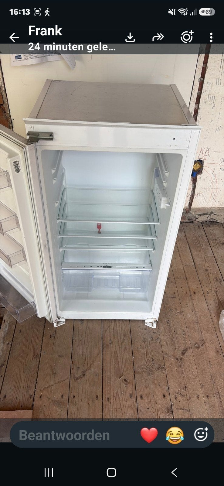 Inbouwkoelkast, Witgoed en Apparatuur, Vriezers en Diepvrieskisten, Ophalen, Zo goed als nieuw, Inbouw, 60 tot 90 cm