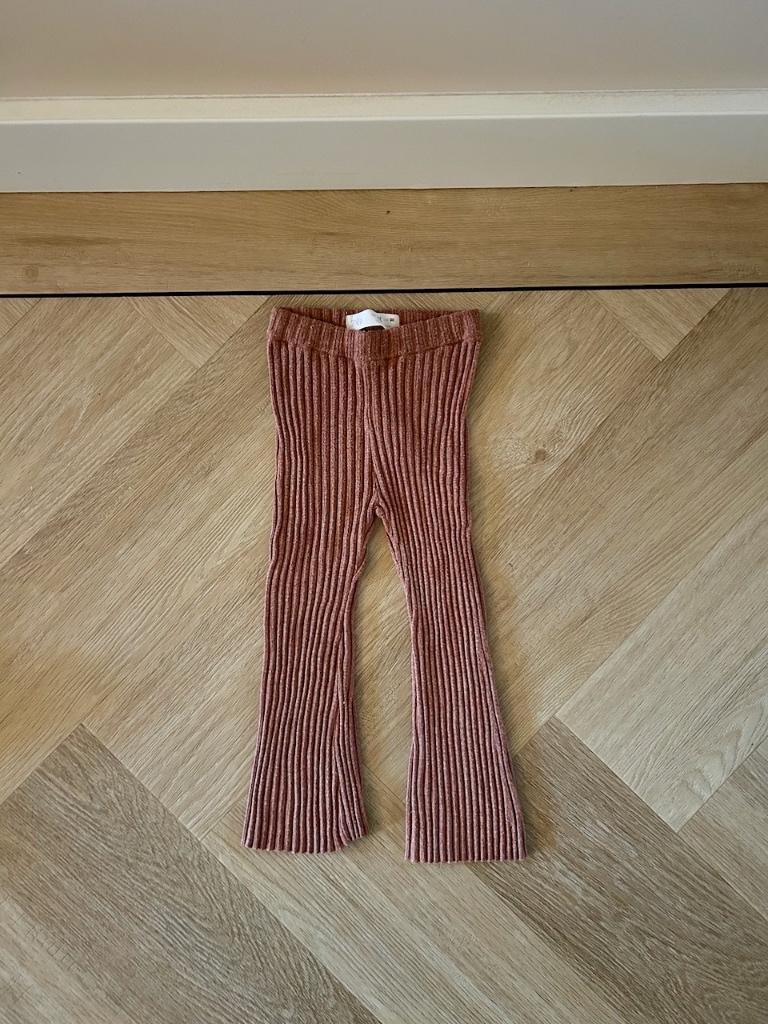 Z.g.a.n. Tricot flare legging in bruin / rood, Zara, maat 98, Broek, Meisje, Ophalen of Verzenden, Zo goed als nieuw