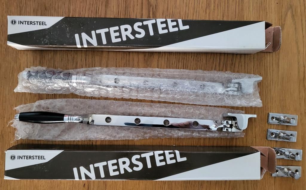 2x Intersteel raamuitzetters NIEUW, Doe-het-zelf en Verbouw, Hang- en Sluitwerk, Ophalen of Verzenden, Nieuw, Chroom, Scharnier