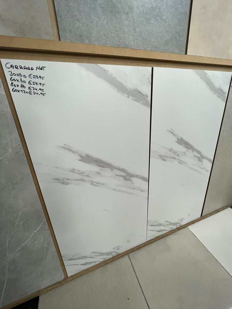 Carrara Mat tegels van €44,98 pm2 nu €29,95 pm2, 60 cm of meer, Keramiek, Nieuw, Ophalen of Verzenden
