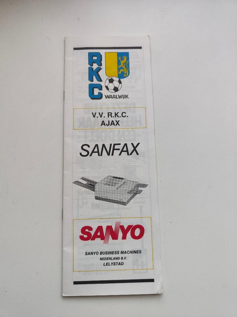 RKC - AJAX Programma 25-9-1988 incl. elftalposter RKC!!, Verzamelen, Sportartikelen en Voetbal, Ophalen of Verzenden, Zo goed als nieuw