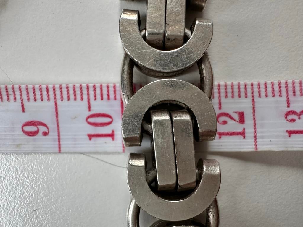 Zware zilveren platte XL koningsketting + armband - 253 gram, Sieraden, Tassen en Uiterlijk, Kettingen, Ophalen of Verzenden, Gebruikt