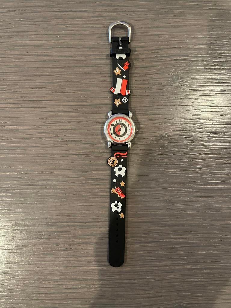 Feyenoord Kinderhorloge - Leuk en Uniek!, Ophalen of Verzenden, Zo goed als nieuw, Zwart, Jongen of Meisje