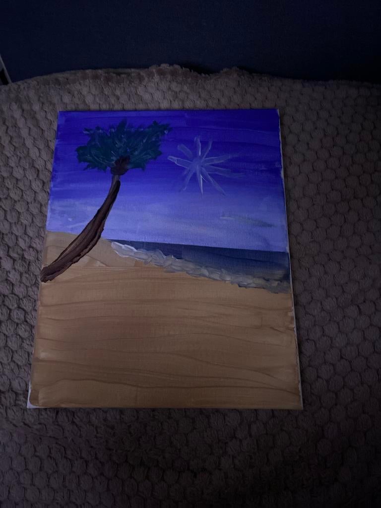 Schilderij: Tropisch strand met palmboom, Ophalen