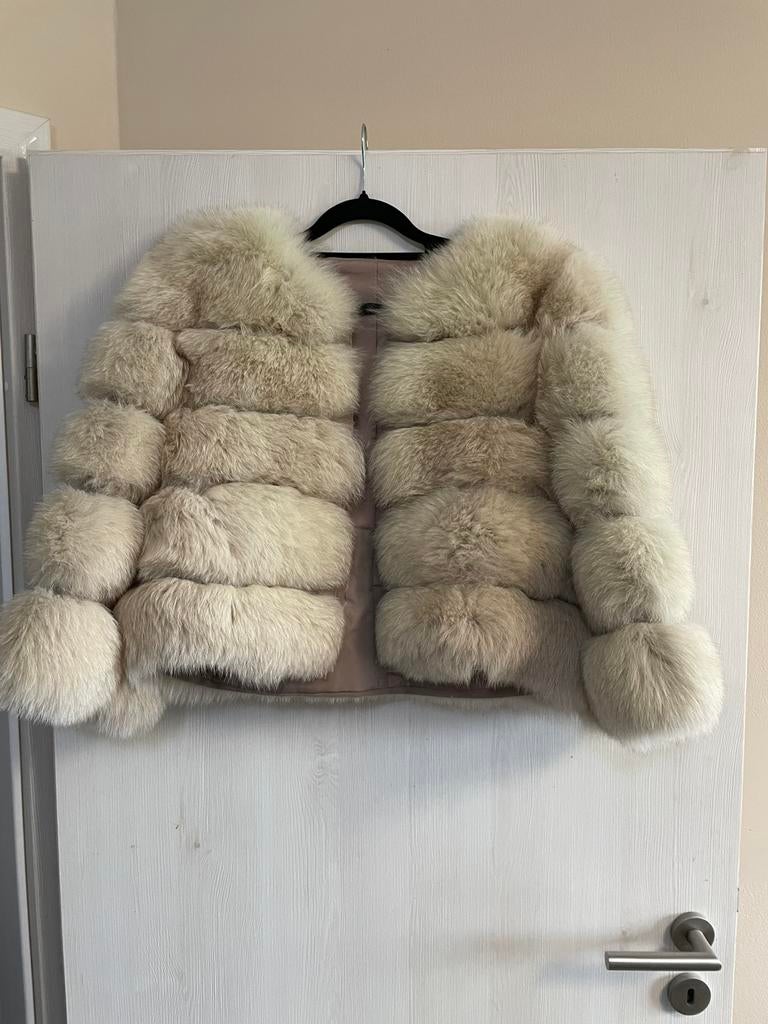 Bontjas, Ophalen of Verzenden, Zo goed als nieuw, Maat 38/40 (M), Beige