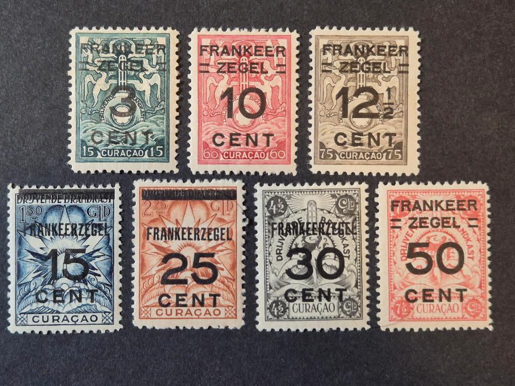 NL-Overzee Curaçao 1927 "Brandkast" Overdruk Zegels Compleet, Postzegels en Munten, Ophalen of Verzenden, T/m 1940, Postfris