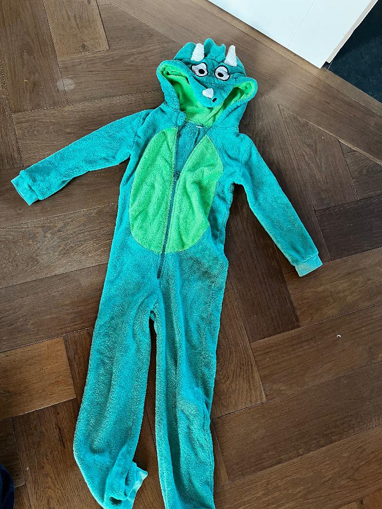 Carnaval onesie dino 122 128, Ophalen of Verzenden, Gebruikt, 122 t/m 128, Jongen of Meisje