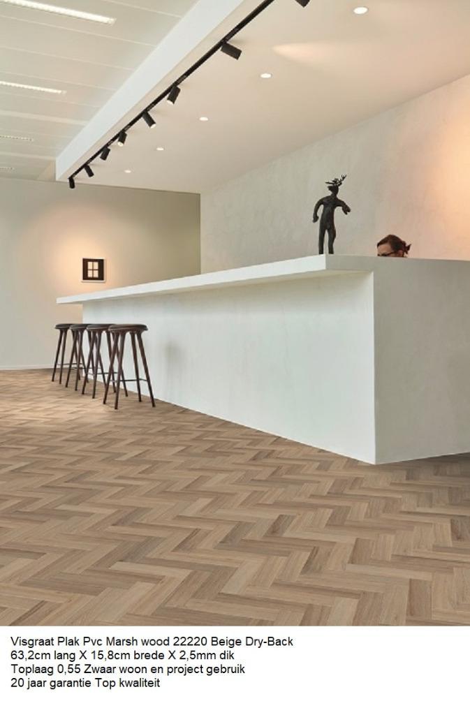 81,60m2 Visgraat Plak Pvc Beige 22220 2,5mm 34pak = €1650, Bruin, 75 m² of meer, Nieuw, Ophalen of Verzenden