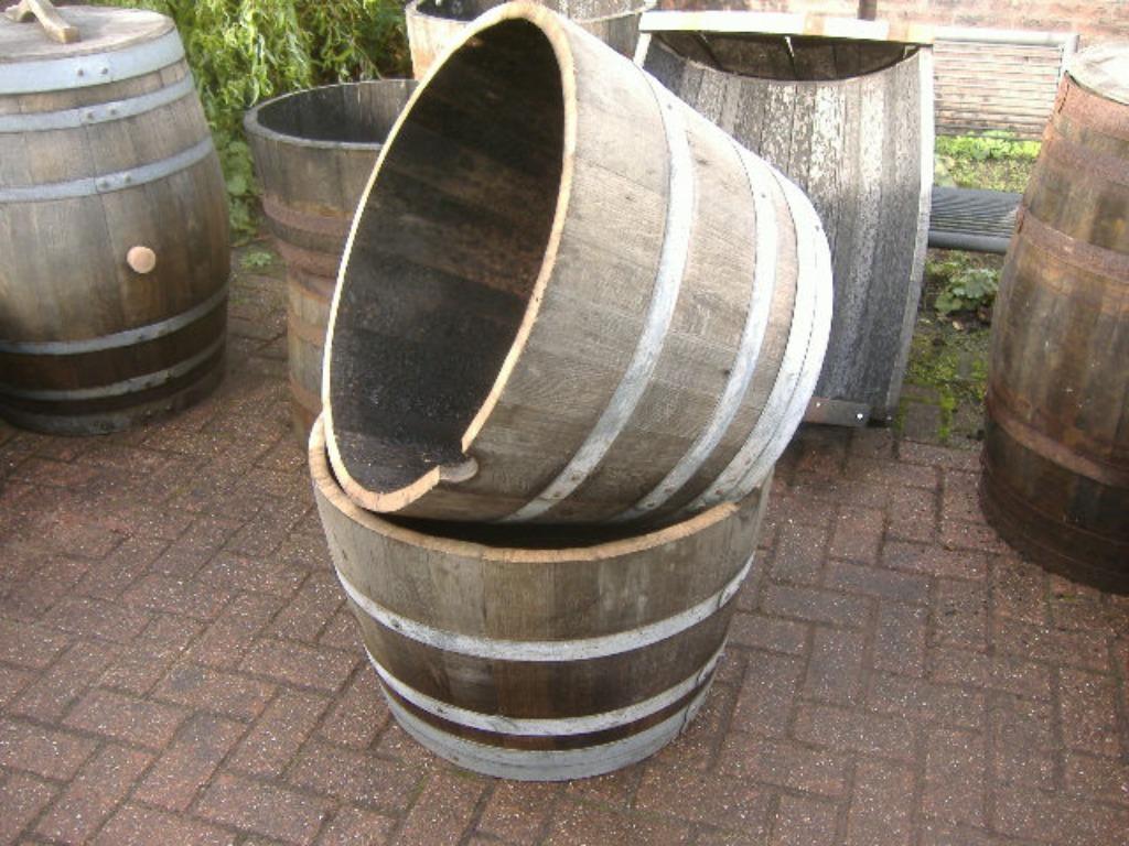 eiken bloembakken voor palm/olijfboom-vijver, zie foto/omsch, Ophalen, Minder dan 60 cm, Rond, Binnen
