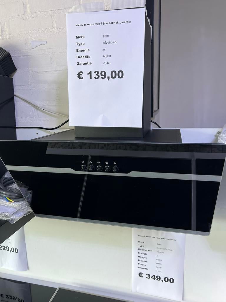 Glas afzuigkap nieuw 60cm, Witgoed en Apparatuur, Afzuigkappen, Pkm, Ophalen of Verzenden, Inbouw, Pkm