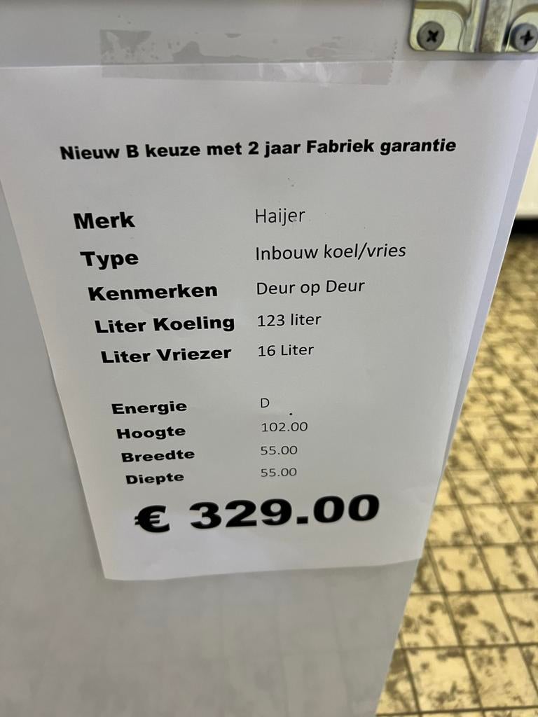 Inbouw koelkast met vries nis 102 deur op deur, Witgoed en Apparatuur, Zonder vriesvak, Haijer, 100 tot 150 liter, Nieuw